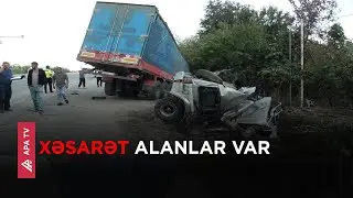 Ucarda TIR yol kənarındakı maşına çırpıldı, bir nəfər hadisə yerində öldü – APA TV