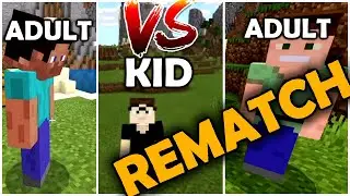 REMATCH: SPEEDRUNNER (kid) vs 2 HUNTERS (adults) - Minecraft Manhunt - Windows 10 Bedrock - BASEMENT