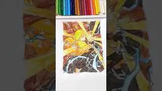 Drawing Zenitsu Thunderclap and Flash⚡🔥 | Drawing Zenitsu Agatsuma | #shorts #zenitsu #demonslayer