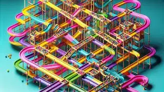 Marble Run High-Speed Conveyor Belt and Water Wheel Cascade Race ASMR Rollercoaster