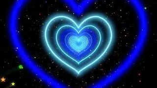 Neon Heart Tunnel💙Blue Heart Background | Animation Video Heart Moving Background Loop