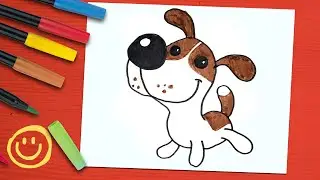 HOW TO DRAW FUNNY DOG | КАК НАРИСОВАТЬ ВЕСЕЛУЮ СОБАЧКУ