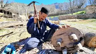 Nomadic Carpenter: Crafting a Special Bread-Making Table#Woodcutting #Saw #Axe #Carpenter #Handmade