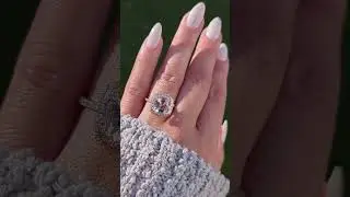 large cushion morganite and diamond halo engagement promise ring ❤️ the perfect ring