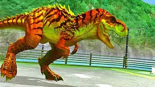 T-REX VS INDORAPTOR IN JW | Jurassic World The Game - Hybrid Dinosaur Battle Game Play 