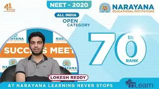 NEET 2020 Lokesh Reddy has Achieved 70th Rank in All India Open Category | The Narayana Group