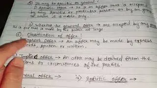 Elements Of Valid Offer / Proposal  (Law of Contract ) (5th Sem) (Part 6)