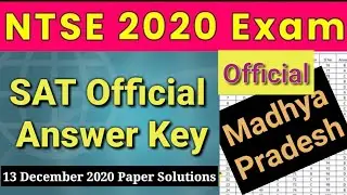 NTSE Madhya Pradesh Stage 1 SAT Official Answer Key 2020-21 |  NTSE 13 December Solved Paper 2020-21