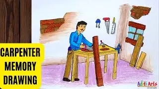 How to draw Carpenter | Carpenter Memory Drawing | Carpenter Drawing Easy