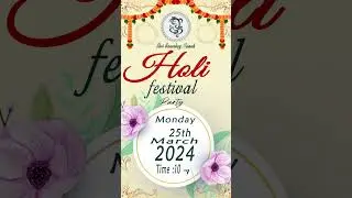 Holi Festival Party Invitation Design Gold Theme 007