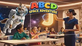 ABCD Space Adventure 🚀🌈🌌 | kids learn with fun in space adventure  | A to Z with 🍎 ball⚽Cat 🐱, 🐶