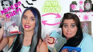 SWAPPING MAKEUP BAGS WITH MY MOM!!!