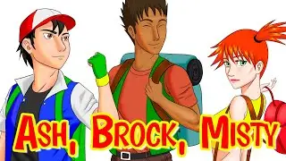 Drawing Ash Brock and Misty From Pokemon -  Speedpaint