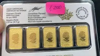 Canada Gold Mint Bars / Coins $25 1/10 oz  .9999 pure
