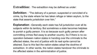 Extradition- Definition, Explanation and Restrictions | Public International Law