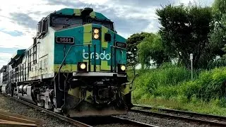TREM DA RUMO CARREGADO DE GRANELEIRO COM 120 VAGÕES E GE AC44i BRADO LÍDER EM ZHO / HORTOLÂNDIA - SP