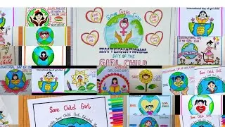 International Day of Girl Child drawing, 11 October / Save Girl child poster drawing with slogan