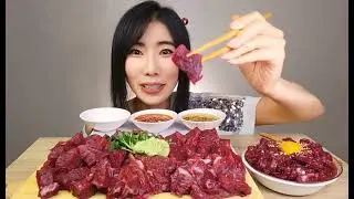 [ASMR] Raw Beef Sashimi & Beef Tartare Mukbang 뭉티기 육회 먹방