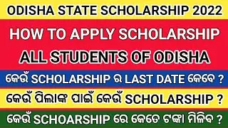 Odisha State Scholarship Portal Apply Process 2022 । How To Apply State Scholarship Odisha 2022 ।