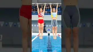 Elite Female Athletes Training Over Water 💪🏊&zwj;♀️ | Power & Balance #shorts #ai #poleathlete