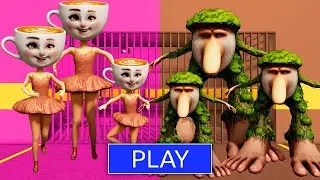 BALLERINA CAPPUCCINA Family Vs BR BR PATAPIM Family in BARRY'S PRISON RUN! New Scary Obby #Roblox