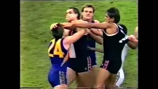 Tony Lockett knocks out Guy McKenna - St Kilda vs West Coast 1989 Round 9