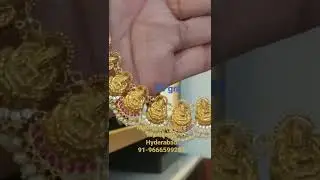 22k Gold Short Necklace with Pearl Droppings/Gold Pearl Necklace/Daily Indian fashion