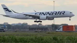 AIRBUS A350-941 FINNAIR FROM HELSINKI TO AMSTERDAM LANDING SCHIPHOL AIRPORT OHLWP / AY1301 AVIATION