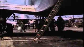 American troops descend ladder  from C-54 at Atsugi Airdrome in Japan. Airfield s...HD Stock Footage