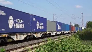 185 639-2 auf der Bahnstrecke Hamm mit China Containern
