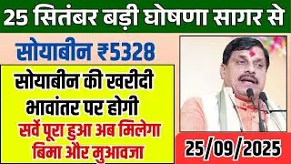 सोयाबीन का मुआवजा और भावांतर योजना पर सोयाबीन की खरीदी का ऐलान । फसल बीमा ₹8000 करोड़  सोयाबीन ₹5328