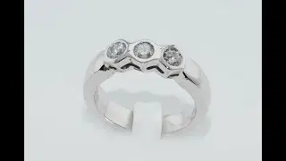Diamonds trilogy ring white gold 18kt handmade