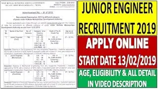 WBMSC Junior Engineer Recruitment 2019 || Municipal Service Commission WB Recruitment 2019