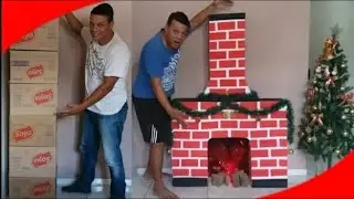 LAREIRA DE PAPELÃO COM CHAMINÉ ( como fazer )