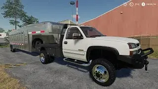 Farming Simulator 19 Chevy 3500 Flatbed and Wilson Livestock Trailer