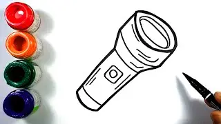 Flashlight Drawing, Painting, and Coloring for Kids | How to draw Torchlight