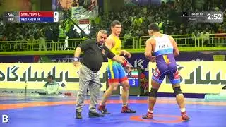Qual. GR - 97 kg: O. SYRLYBAY (KAZ) v. M. YEGANEH (IRI)