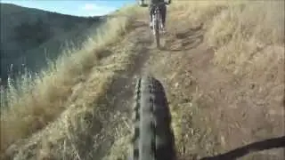 Mountain Bike Freeride Rocky Peak Fast Downhill Ride Rear View