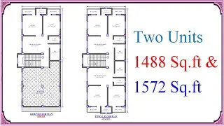 Two Unit House Drawing Two Bedroom per Unit ।। Ground Floor 1488 sq.ft & Typical Floor 1572 sq.ft
