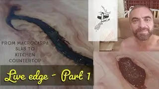 Live Edge Countertop (Part 1) | An oiled Macrocarpa Slab Kitchen bench with Epoxy filled knot holes