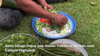 Traditional Bamboo meal at Asaro Village, Goroka, Eastern Highland, Papua New Guinea