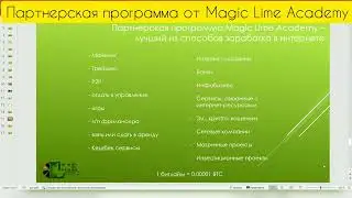 Партнерские программы Magic Lime Academy в действии  Как зарабатывать без риска и доходно!