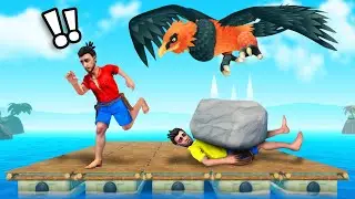 We Survived a GIANT BIRD Attack In Raft!