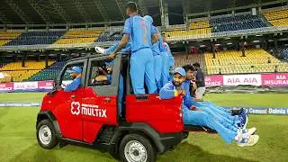 Dhoni drive a car in the Ground and Dhoni aur Kohli make a new records