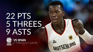 Dennis Schroder 22 pkt. 5 tr&oacute;jek 9 asyst przeciwko Hiszpanii Mecz towarzyski