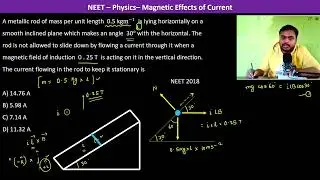 A metallic rod of mass per unit length  0.5 kgm^(&minus;1)  is lying horizontally on a smooth inclined