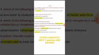 pg trb chemistry unit 1 question and answer
