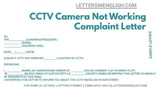 CCTV Camera Not Working Complaint Letter - Sample Complaint Letter Regarding CCTV Camera Not Working