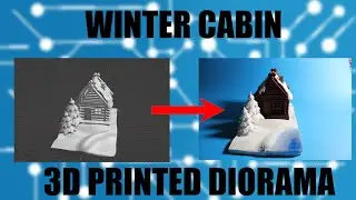 3D Printed Log Cabin (Design/Print/Paint)  Diorama Timelapse