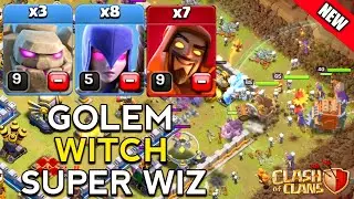 Th12 Golem Witch Super Wizard Attack With 8 Zap Spell | Best Th12 Attack Strategy 2023